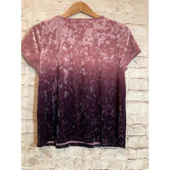 American Eagle Top Womens Large Velvet Pink Purple Ombre Stretch Shimmer - Picture 11 of 13